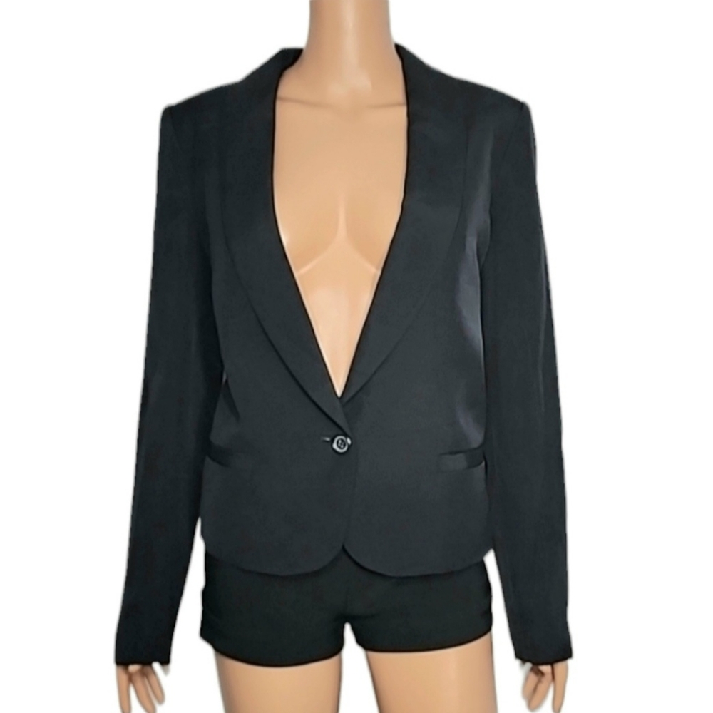 J.Crew Womens Black Single Breasted One Button Blazer Triacetate Size 10